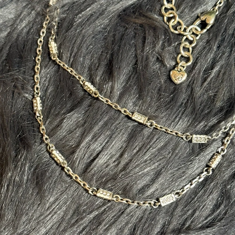 Brighton Silver-Tone‎ Rhinestone Double Strand Necklace